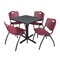 Cain Cain Square Table & Chair Set, Wood, Metal, Plastic Top, Grey TB3030GY47BY - alternate 1